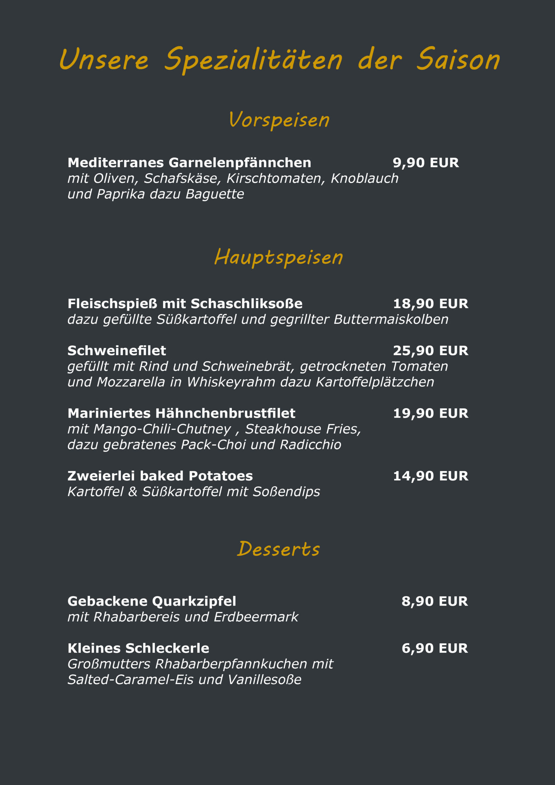 2025 Spezialitätenkarte